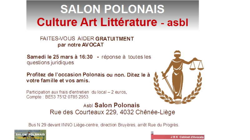 Affiche. Faites-vous aider polonais ou non. Salon polonais - Culture Art Littérature - asbl. 2017-03-25